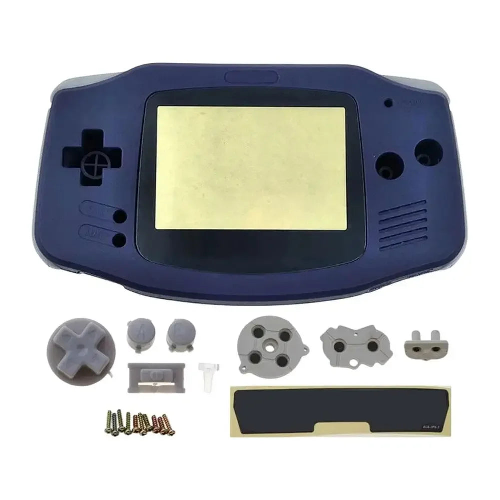 Full Housing Shell Replacement for Game Boy Advance GBA Clear Transparent Custom Case Cover Buttons Screws Full Set DIY Repair Peaceful Pleasures Health and Wellness Blue