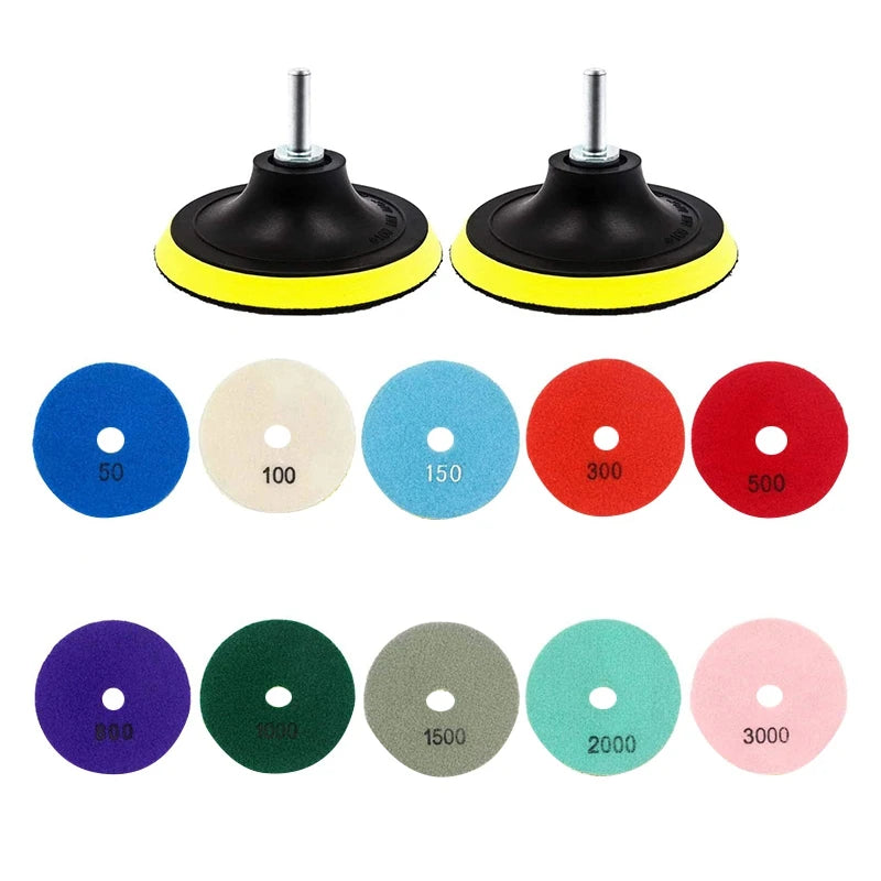 A36T-12Pcs 3 Inch Diamond Polishing Pads Set Wet/Dry Polishing Kit For Granite Stone Concrete Marble Floor Grinder Polisher Peaceful Pleasures Health and Wellness