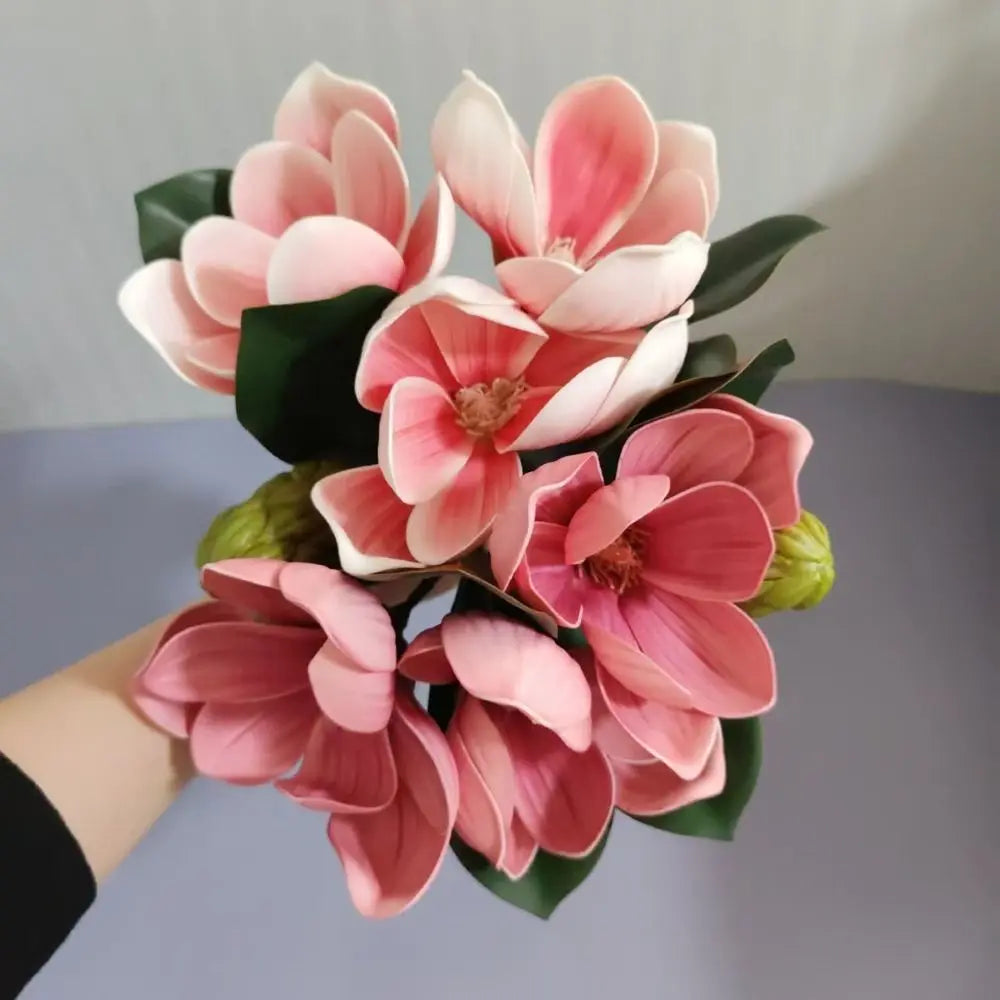 Lifelike EVA Artificial Magnolia Flowers 4 Heads | Real Touch