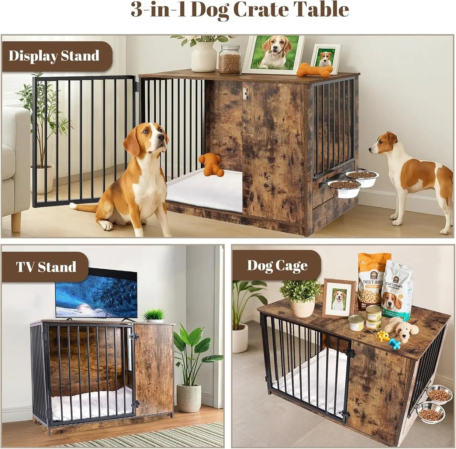 36" Indoor Wooden Dog Crate with Cushion & Swivel Door Peaceful Pleasures Health and Wellness