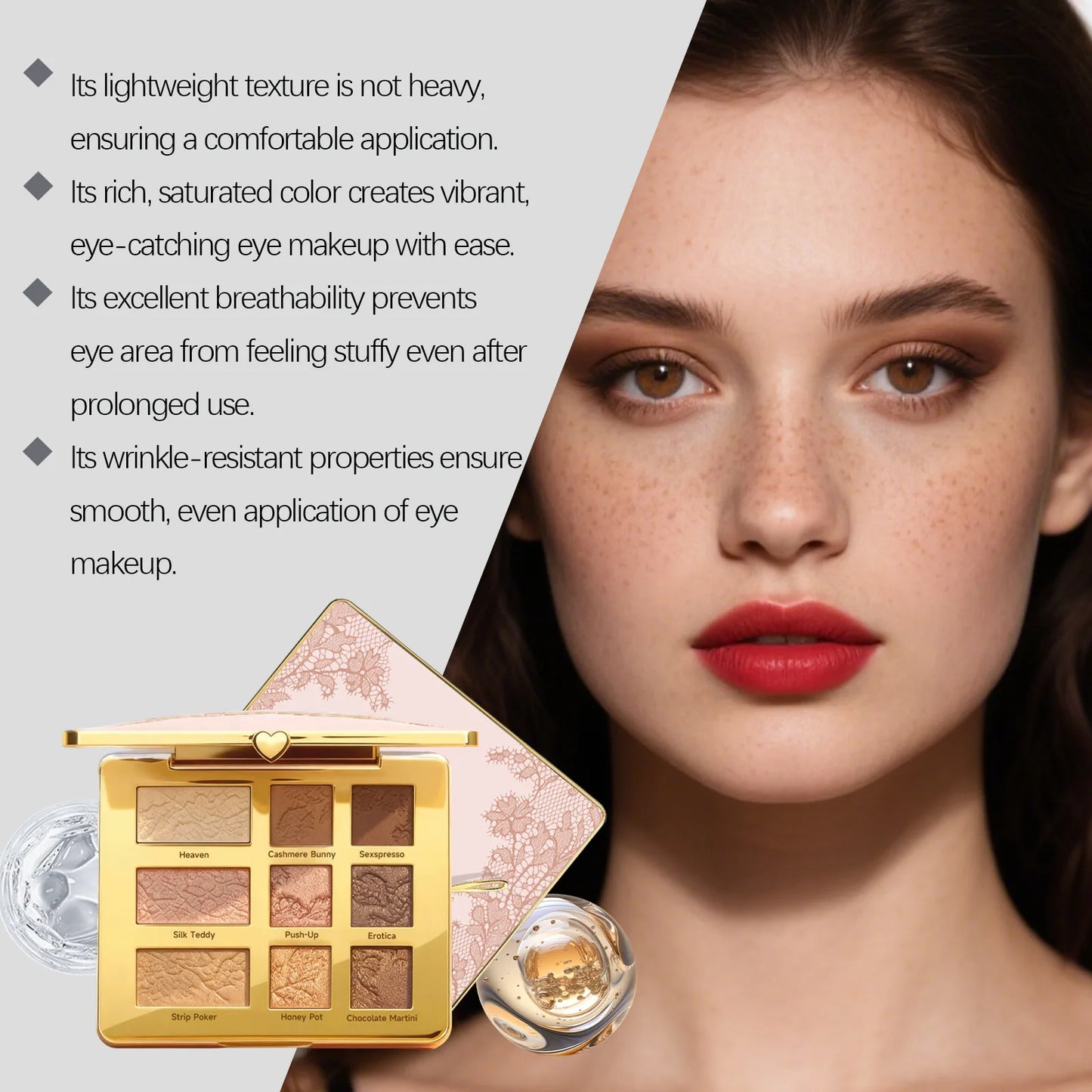 9-Color Shimmer Glitter Eyeshadow Palette – Waterproof & Blendable