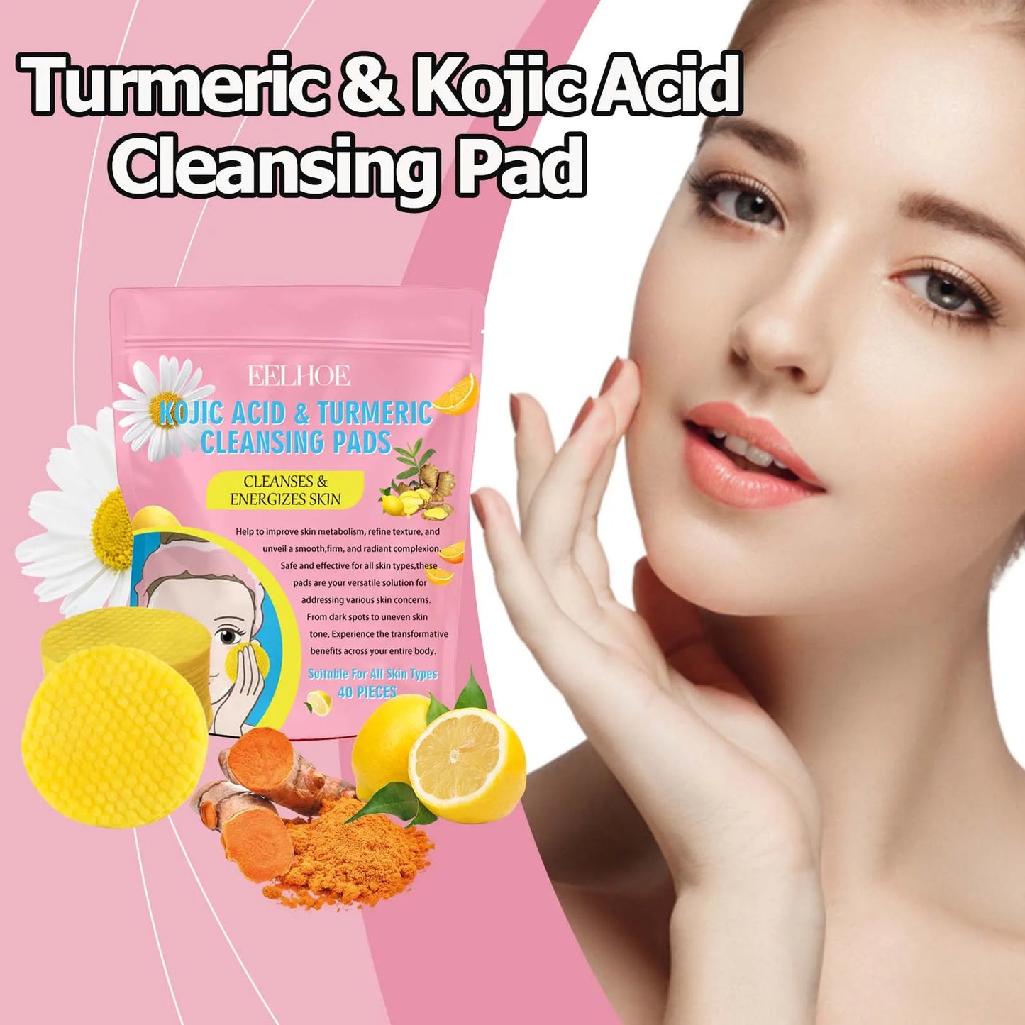 Turmeric Kojic Acid Cleansing Pads – Brighten & Fade Dark Spots