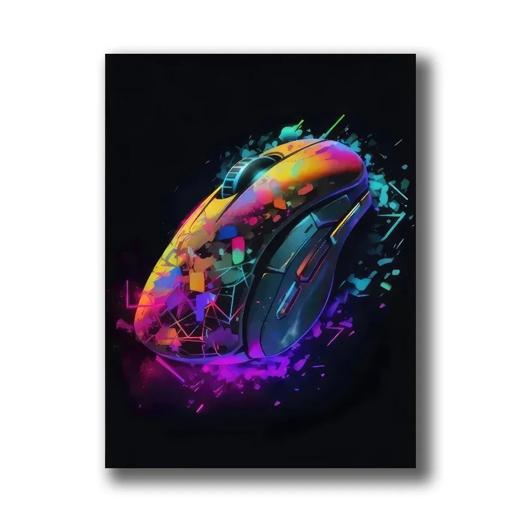 Neon Gaming Canvas Wall Art | Gamepad & Character Poster