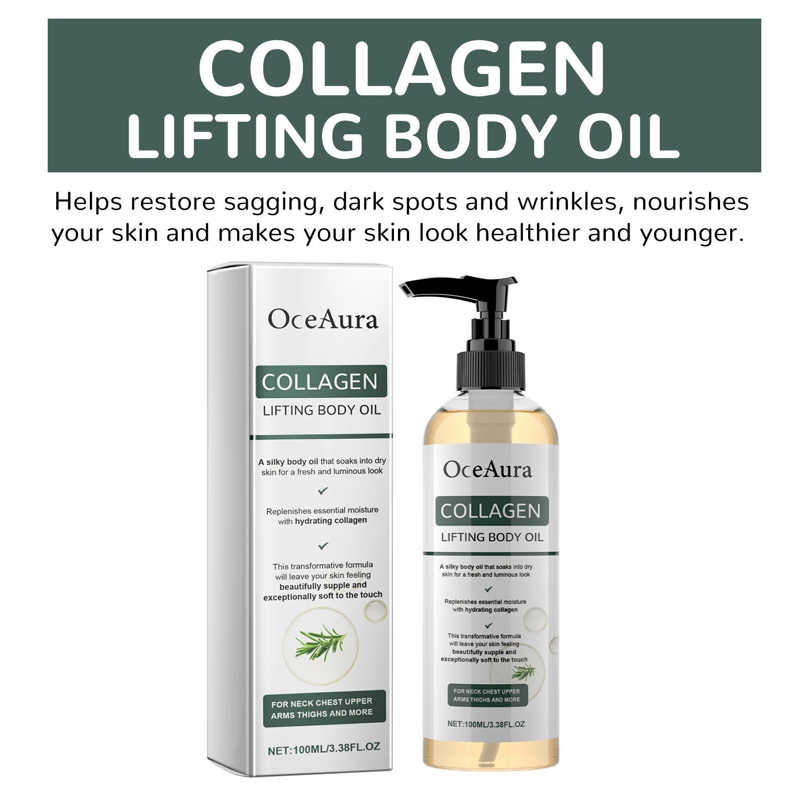OceAura Collagen Lifting Body Oil – Firming & Anti-Aging 100ml Collagen Body Oil Peaceful Pleasures Health and Wellness