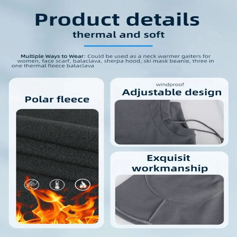 1PC Winter Fleece Neck Warmer Balaclava, Adjustable Drawstring Hood, Lightweight Soft Unisex Ski Mask for Cycling Outdoor Sports Peaceful Pleasures Health and Wellness