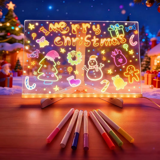 1 set of LED-lit acrylic message board, removable and erasable USB drawing board, reusable doodle board with stand, 7 colored pe Peaceful Pleasures Health and Wellness