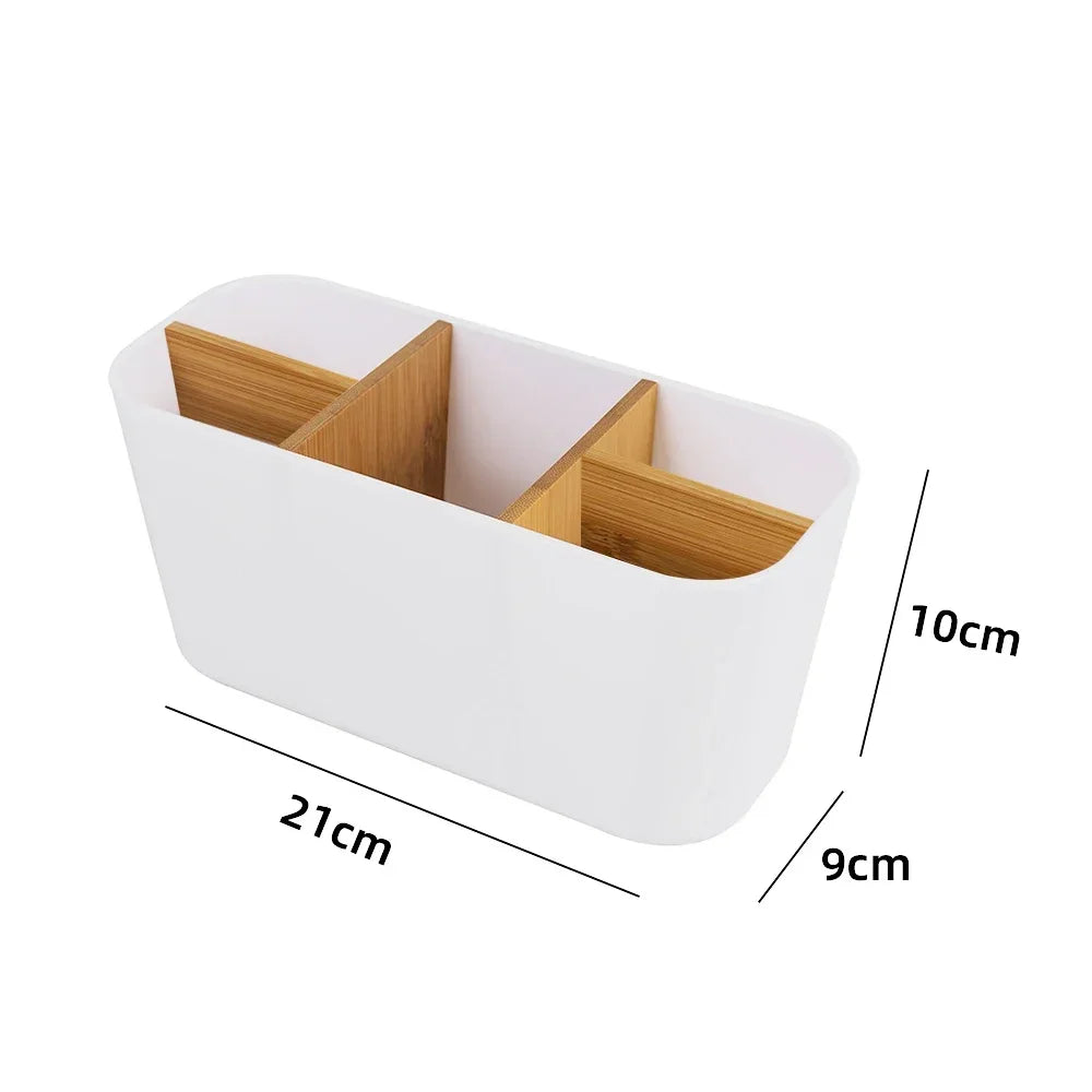 Bamboo Toothbrush Holder & Bathroom Organizer Stand