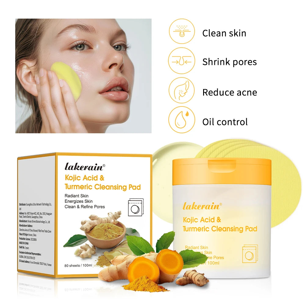80pc Turmeric Kojic Acid Cleansing Pads | Brighten & Exfoliate Exfoliating Cleansing Pads Peaceful Pleasures Health and Wellness