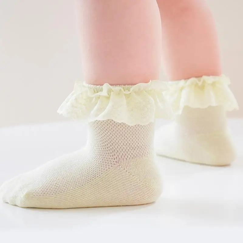 Baby Lace Trim Cotton Socks | Unisex 6-Pack, Ages 3–6