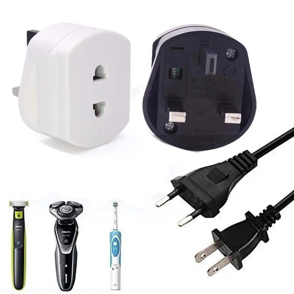 EU 2 Pin To 3 Pin UK Electrical Outlets Power Plug Adapter EU to UK Socket Adapter EU To UK Plug UK Plug Adapter Plug Converter Peaceful Pleasures Health and Wellness