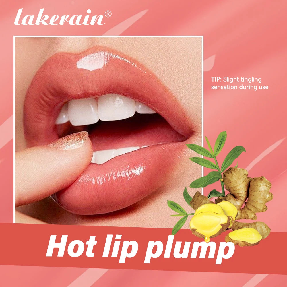 Lakerain Lip Glaze Brightening Lip Color Long-lasting Moisturizing Ginger Root Extract Lip Glaze Texture Hot Plump Lip Gloss Peaceful Pleasures Health and Wellness