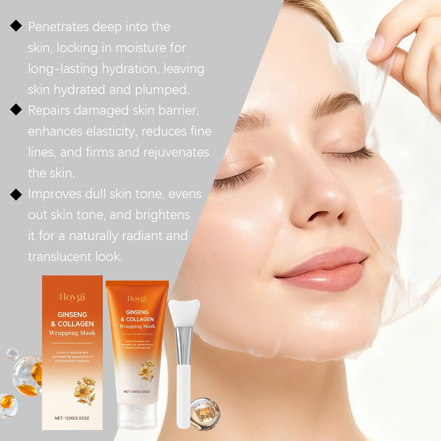 Ginseng Collagen Peel-Off Mask – Brighten, Firm & Hydrate