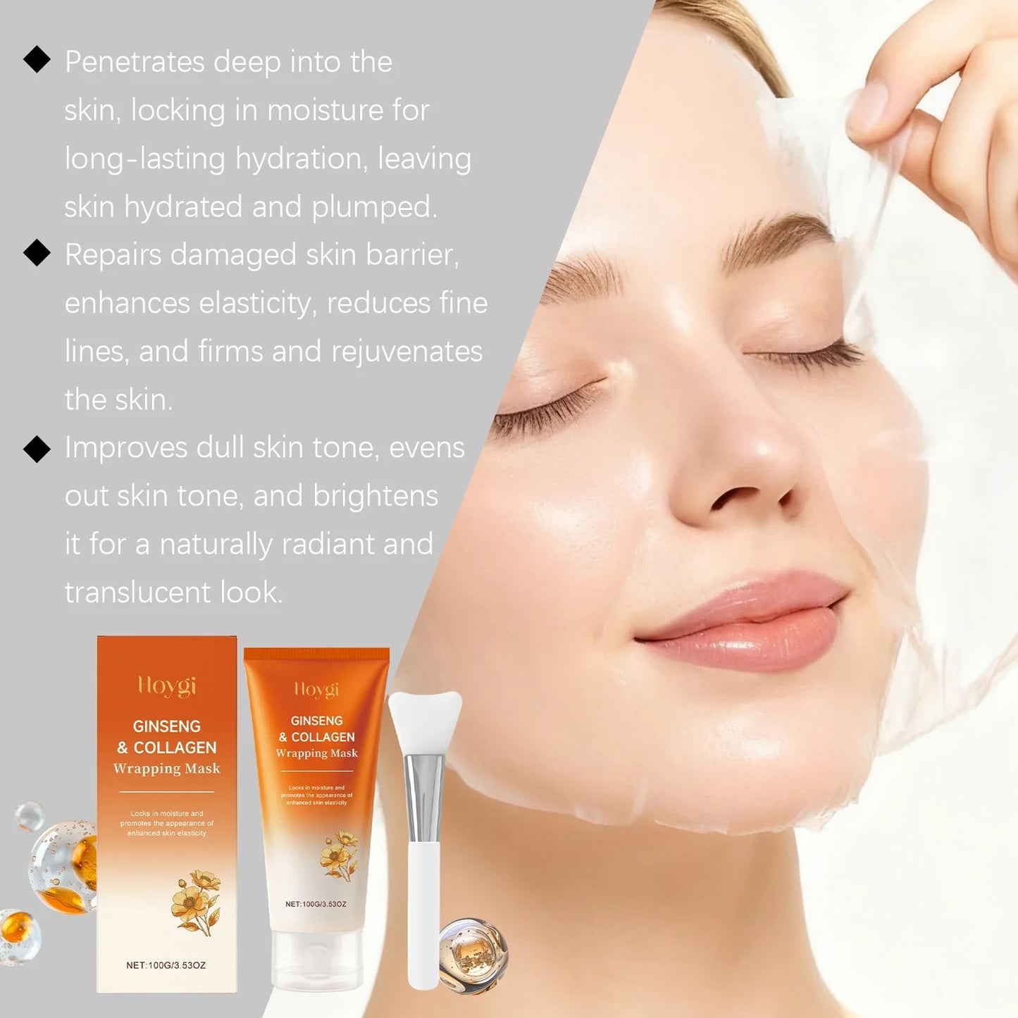 Hoygi Ginseng Collagen Peel-Off Mask – Firm & Brighten Skin
