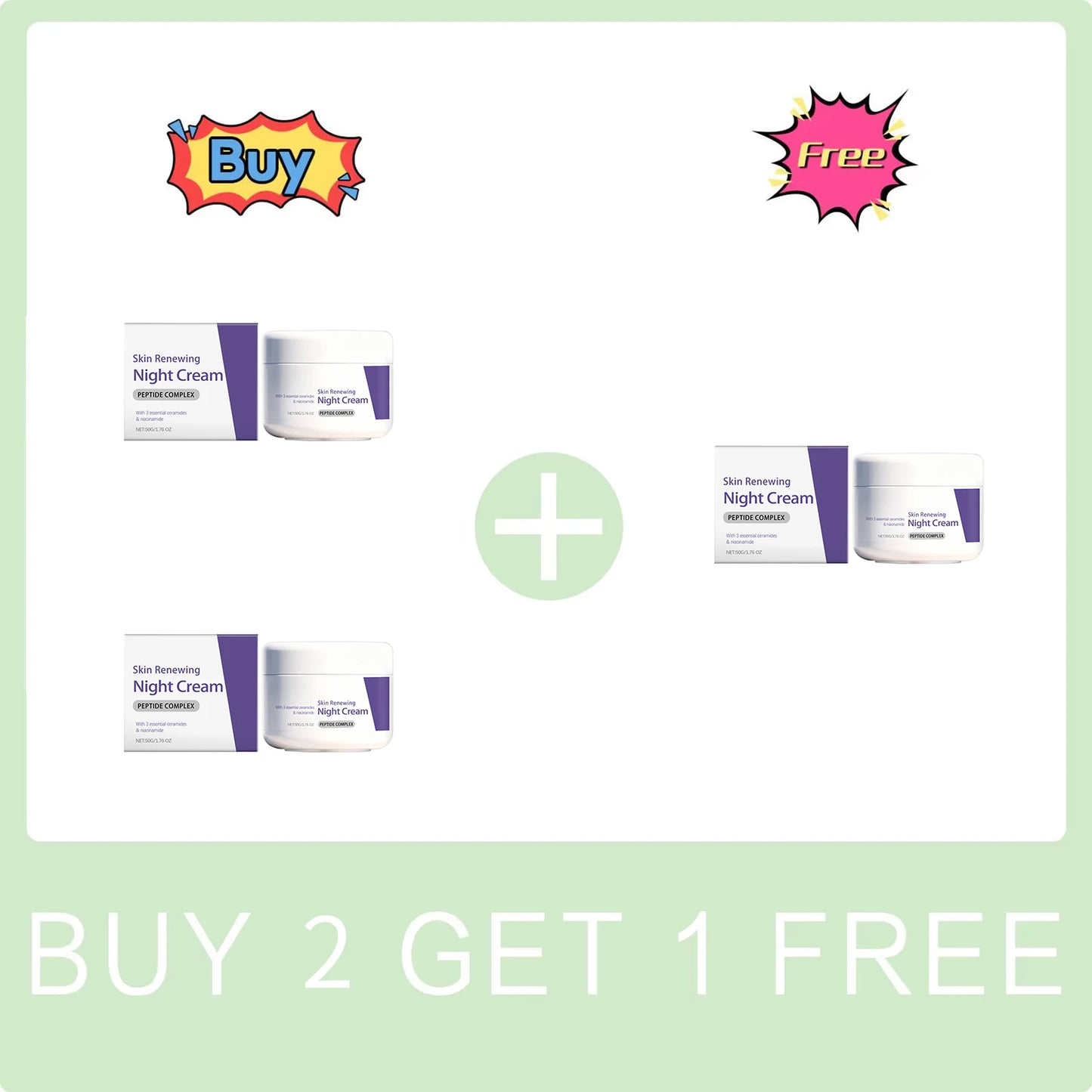 Skin Renewing Night Cream Repairig Skin Barrier Nicotinamide Face Cream with 3 Essential Ceramide Brightening Skin Rejuvenating Peaceful Pleasures Health and Wellness Buy 2 Get 1 Free