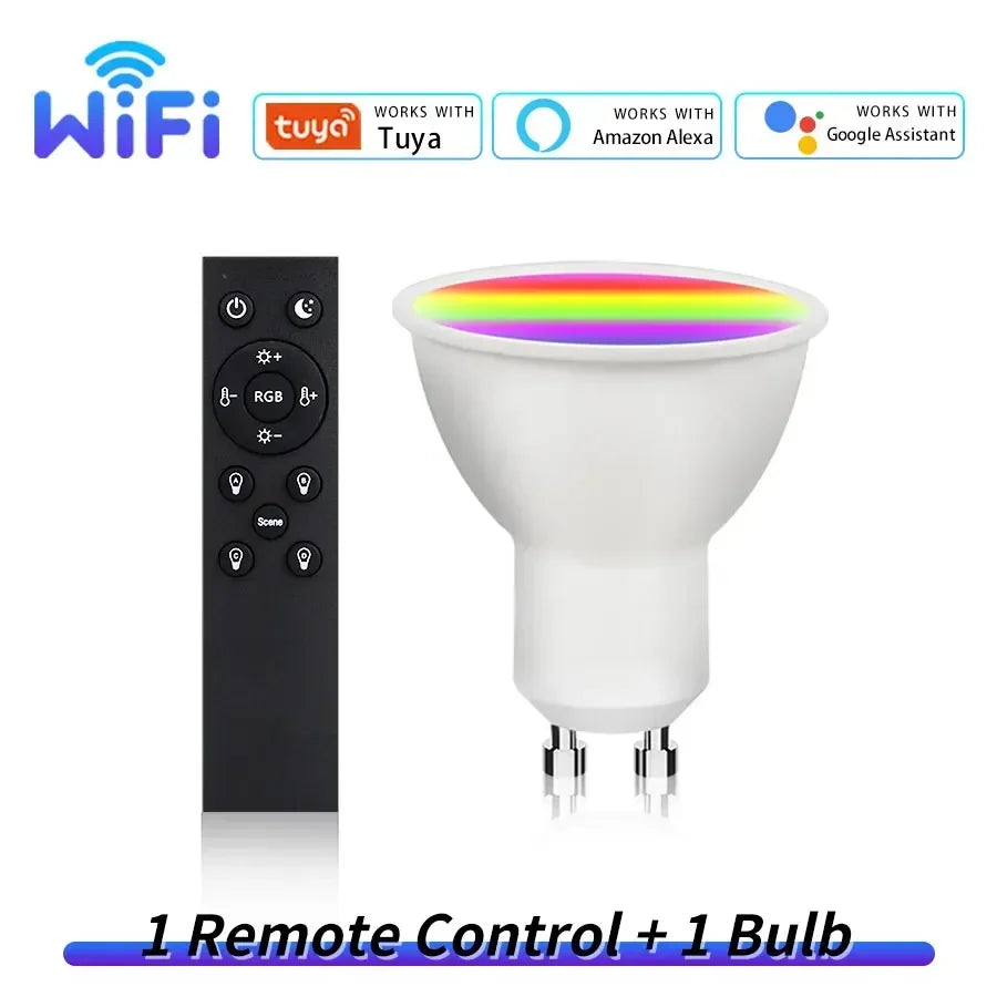 Tuya WiFi Smart GU10 LED Bulb – Alexa & Google Home, RF Remote