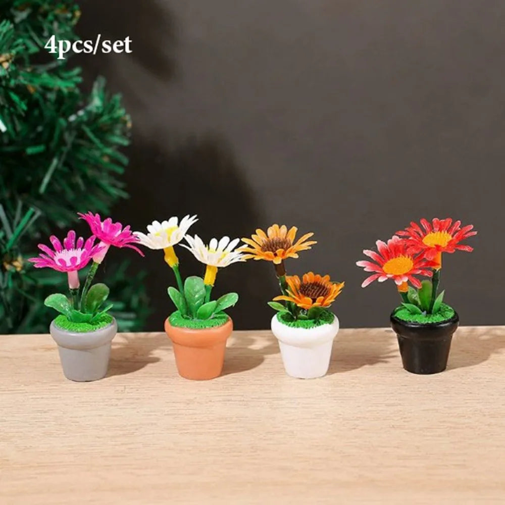 1:12 Dollhouse Miniature Potted Plants | Mini Bonsai & Pot Set