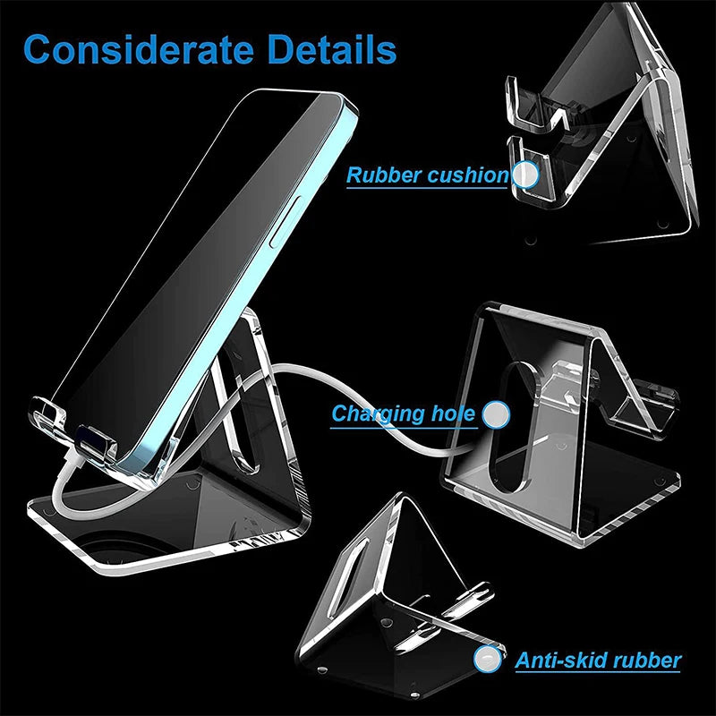 Clear Acrylic Phone Stand – Universal Desktop Holder & Desk Dock