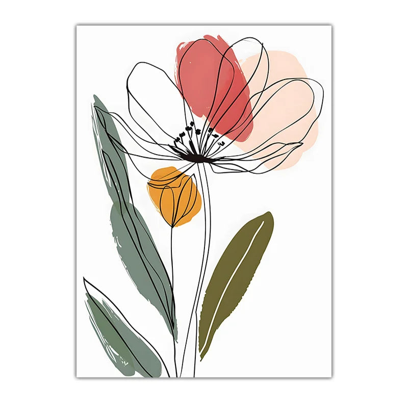 Botanical Flower Canvas Wall Art | Nordic Minimalist Print Canvas Wall Art Peaceful Pleasures Health and Wellness 05 50x70cm NoFrame China Mainland