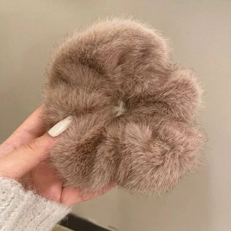 Retro Plush Elastic Hair Tie | Imitation Mink Hairband for Women