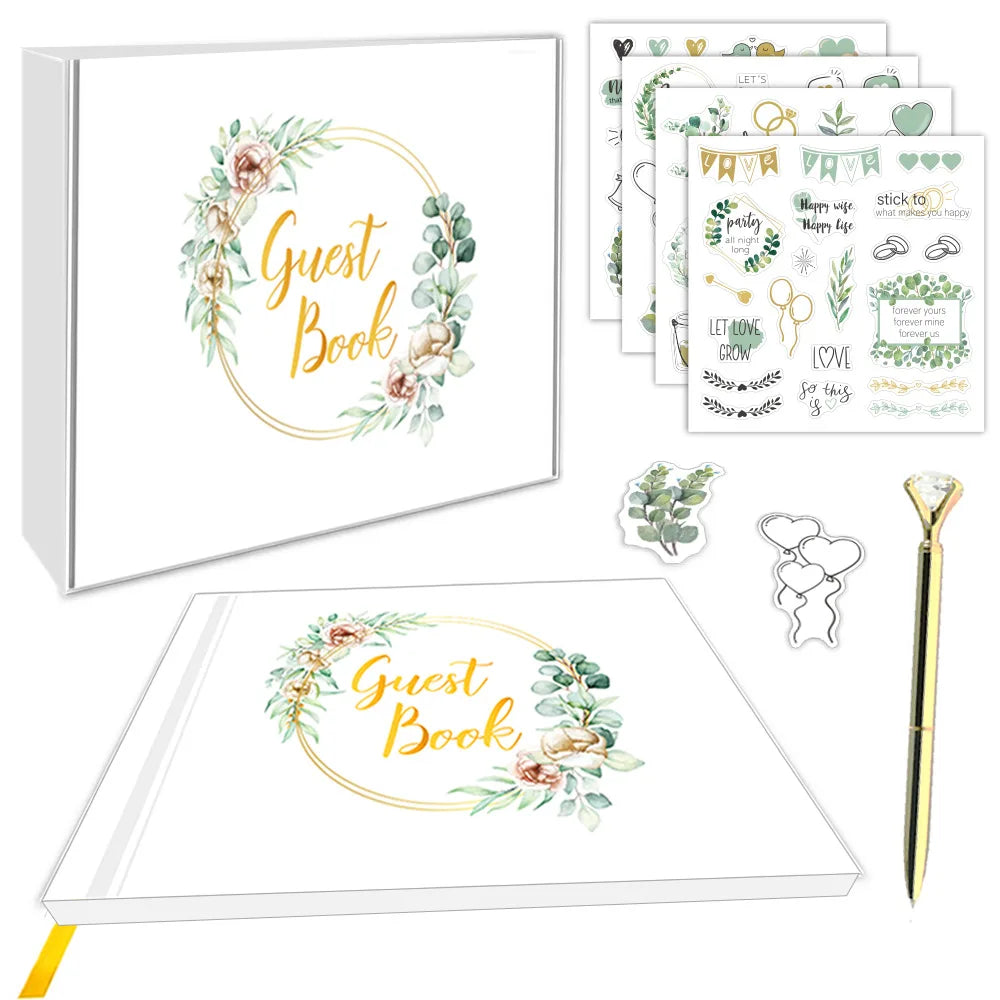 Bview Art Luxury Wedding Guest Book Gold Foil Album Blank Sign-in