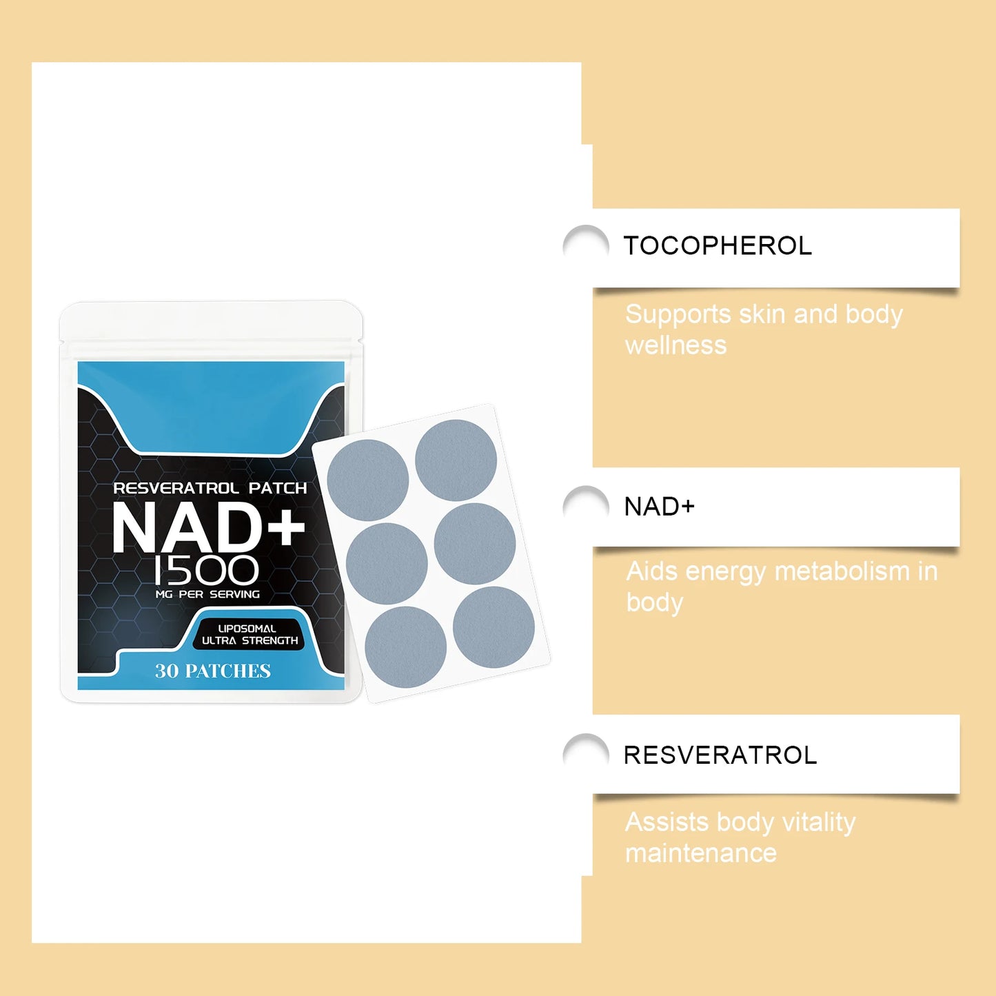 NAD+ Body Care Patch – Skin-Friendly Vitality Patch, 30 Pcs