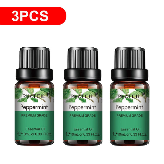 PHATOIL 3-Pack Essential Oils Gift Set | 10ml Aromatherapy Oils Essential Oil Gift Set Oasis Select 3pcs Peppermint 10ml x 3pcs