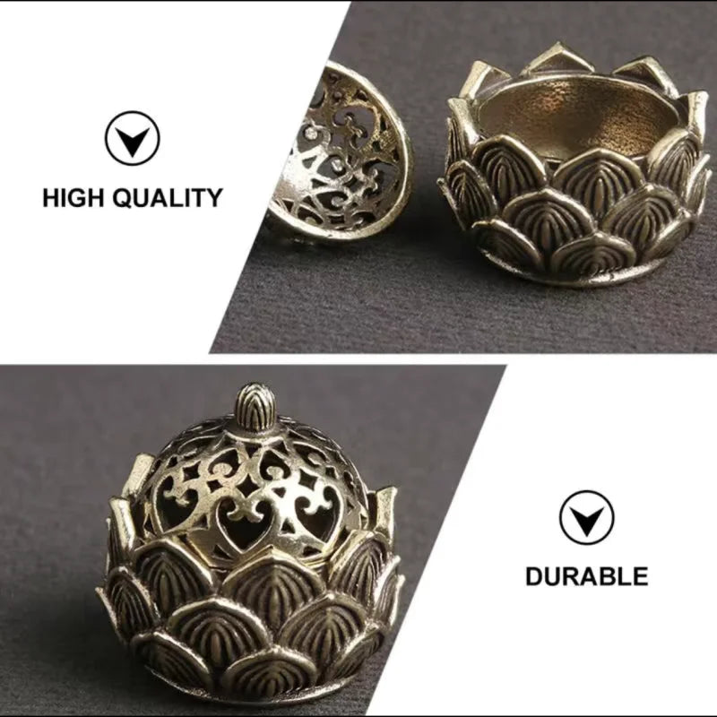 Hollow Lotus Incense Burner | Stainless Steel Tea Table Decor