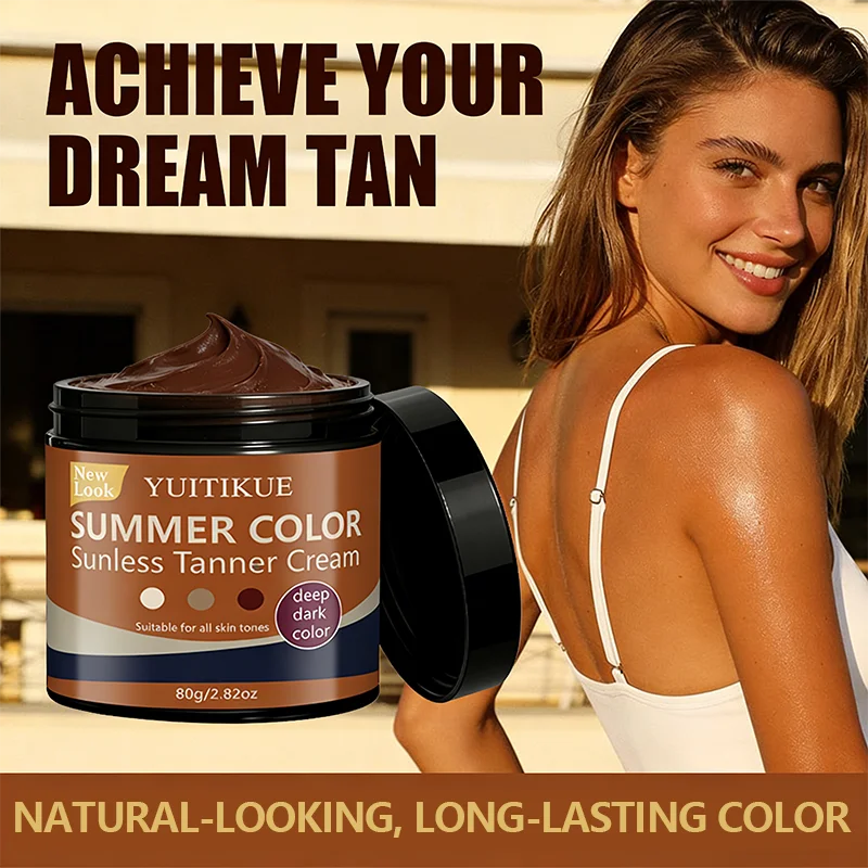 Yuitikue Summer Color Sunless Tanner Cream, 80g Deep Dark Color Self Tanning Cream for All Skin Tones, Face & Body Peaceful Pleasures Health and Wellness