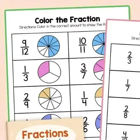 Primary School Fractions Workbook – Math Practice & Teaching Aid
