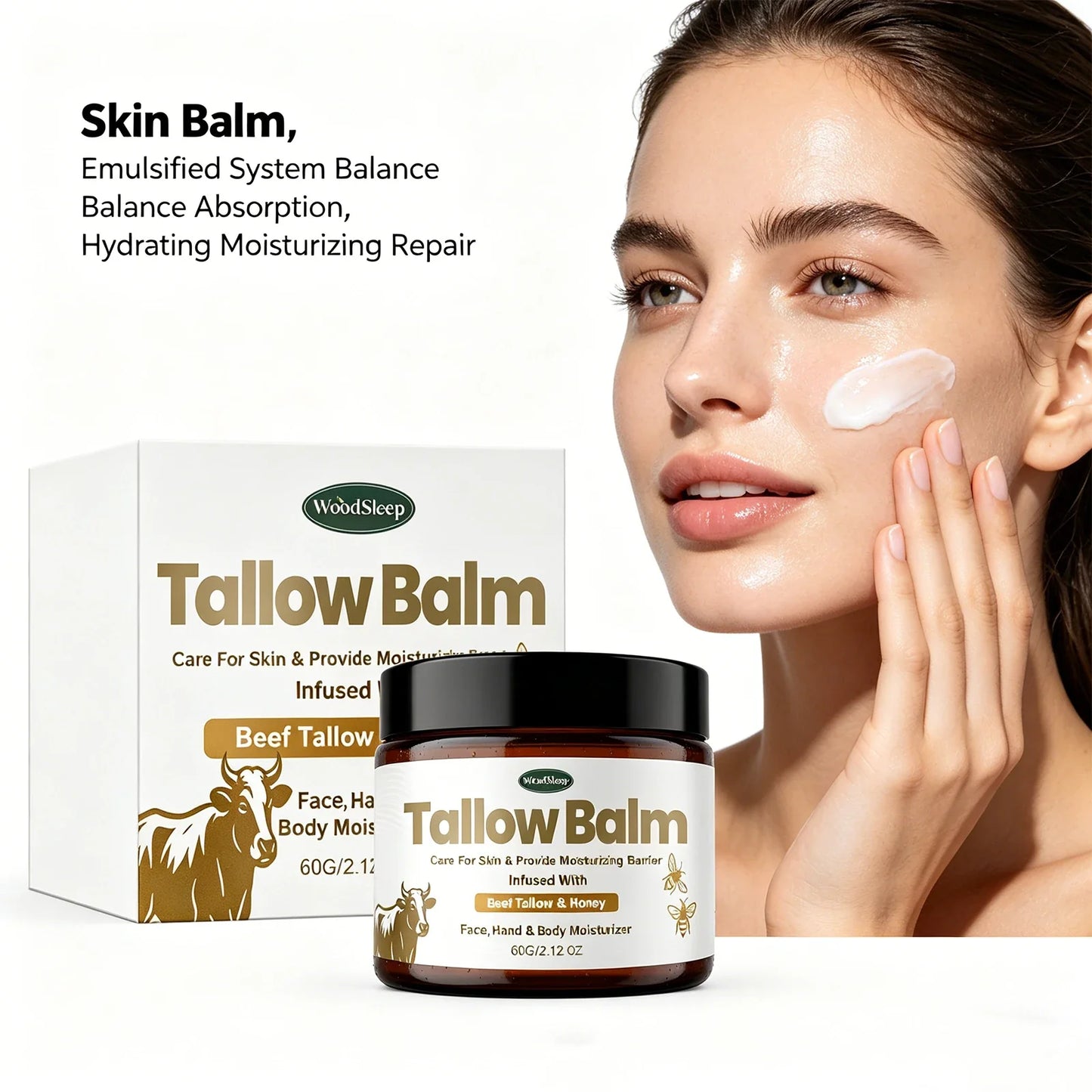 Woodsleep Beef Tallow & Honey Skin Balm – Hydrating Moisturizer
