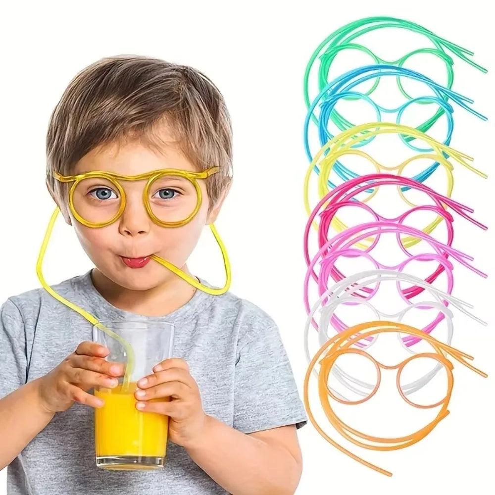 Silly Straw Glasses,Novelty Loop Eyeglasses Straw Fun Party Drinking Straw Eye Glasses for Annual Meeting Parties Birthday Peaceful Pleasures Health and Wellness