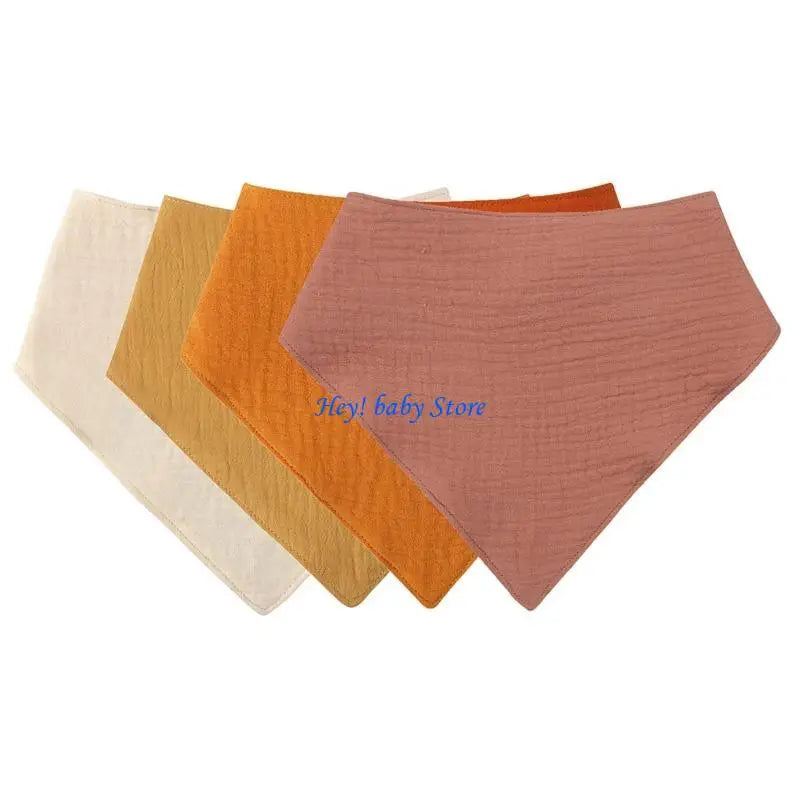 4-Pack Soft Cotton Bandana Baby Bibs | Muslin Drool Towels