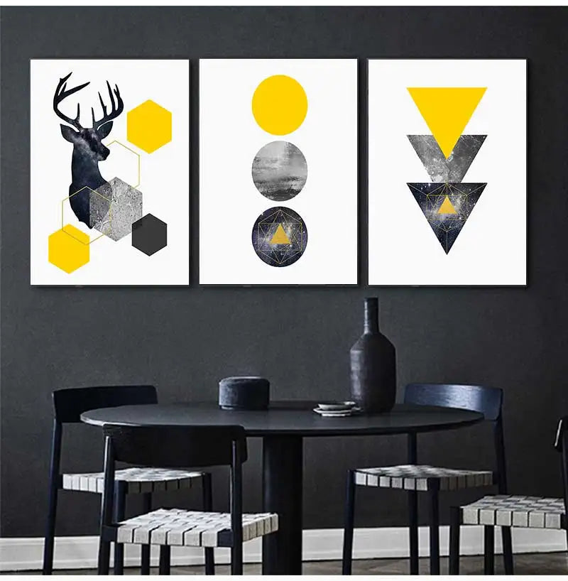 Painting for Living Room No Framed Nordic Style Geometric Starry Abstract Deer Wall Art Print Picture Canvas Peaceful Pleasures Health and Wellness