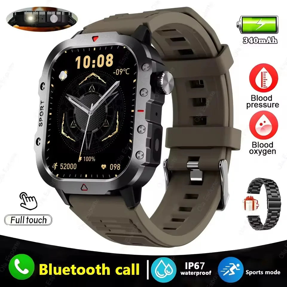 Outdoor Sports Smart Watch Women Men 2.01" GPS Tracker LED Flashlight 600mAh Battery Waterproof Bluetooth Call Smartwatch Man Peaceful Pleasures Health and Wellness 2.01 Br22BkSzstrap