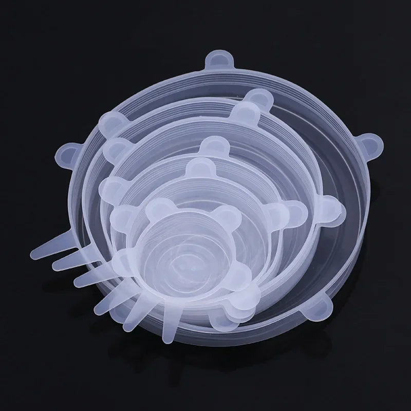 6-Pack Adjustable Silicone Stretch Food Lids | Universal Covers