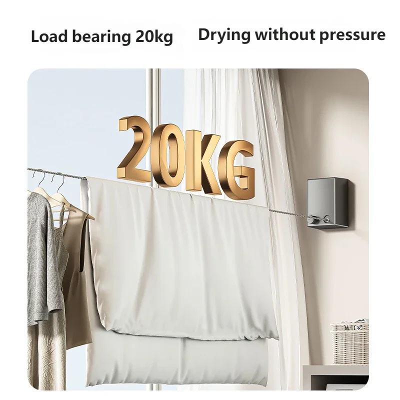 Retractable Clothesline Wall-Mount Space-Saving Drying Rack Retractable Clothesline Peaceful Pleasures Health and Wellness