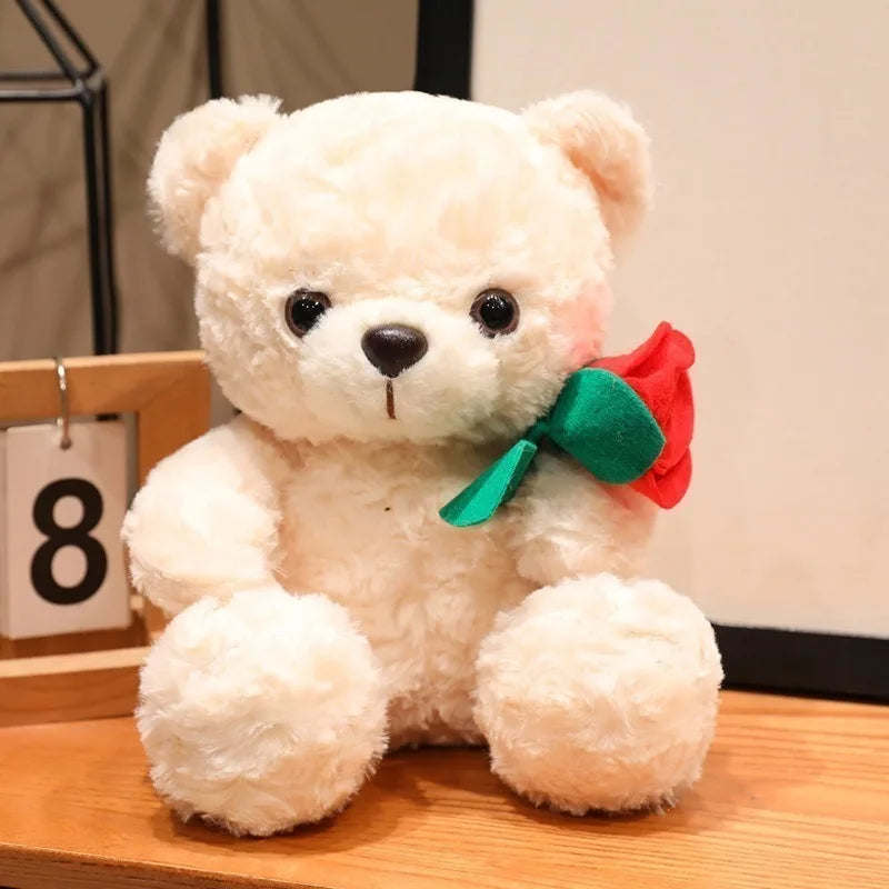 25cm Kawaii Teddy Bear Plush with Roses | Valentine's Day Gift