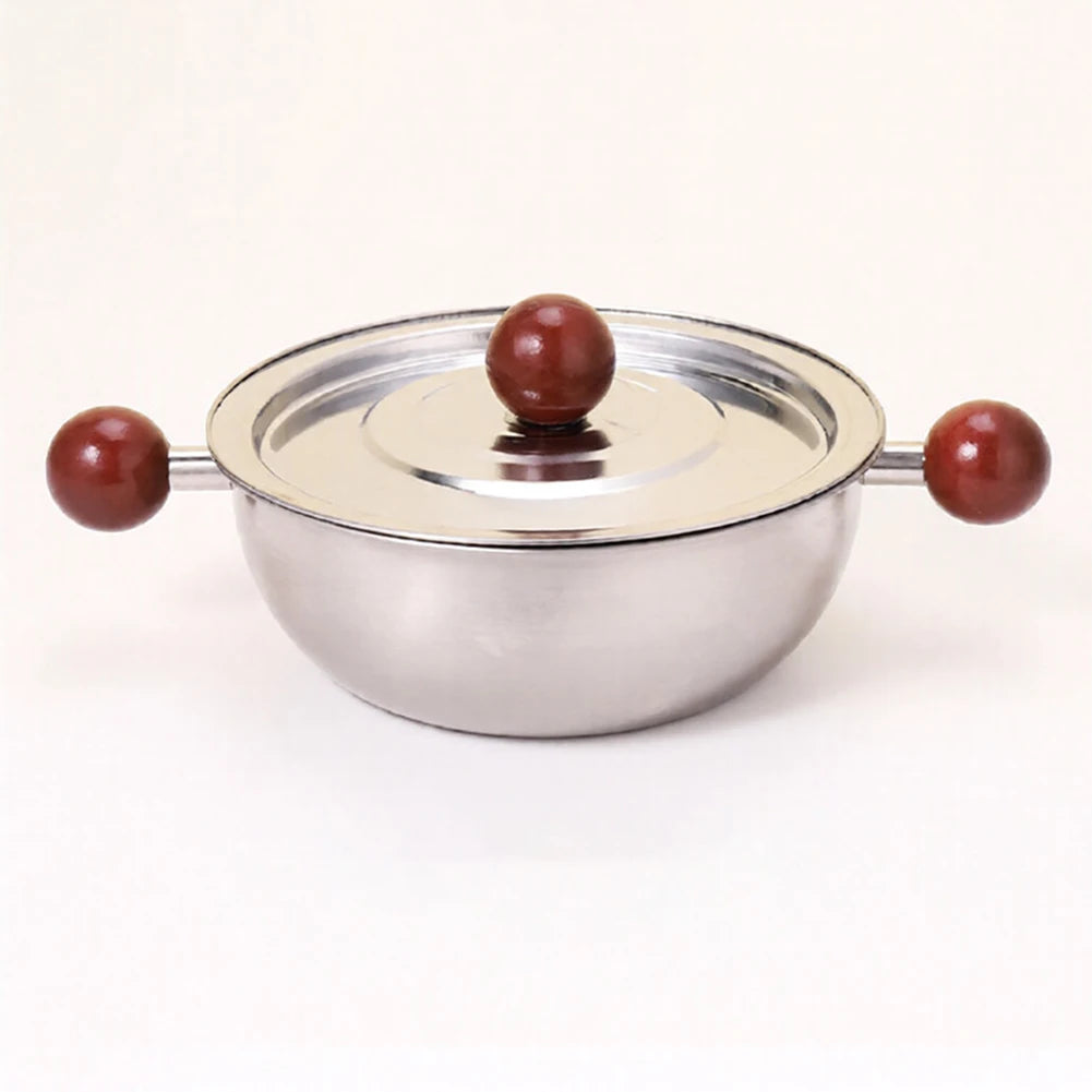 Stainless Steel Wooden Handle Frying Pan Used Melting Butter Salad