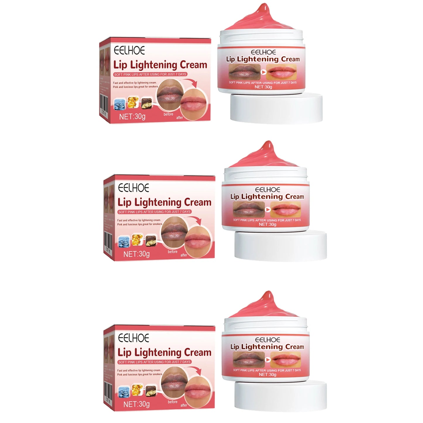 Eelhoe Lip Brightening Balm – Dark Pigment & Moisture Cream 30g Lip Brightening Balm Peaceful Pleasures Health and Wellness 3 X 30g Boxed