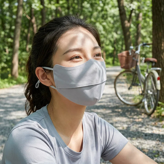 Ice Silk Sunscreen Mask UPF50+ Wide Eye Protections Breathable Dust Proof for Outdoor Activities Peaceful Pleasures Health and Wellness