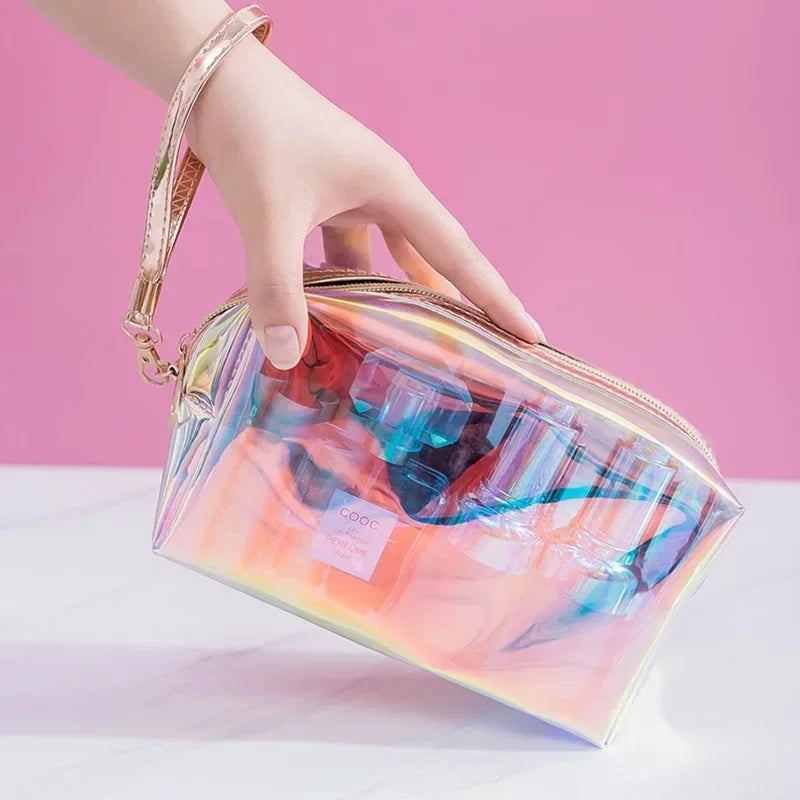 PVC Transparent Laser Cosmetic Bag | Mini Jelly Makeup Organizer