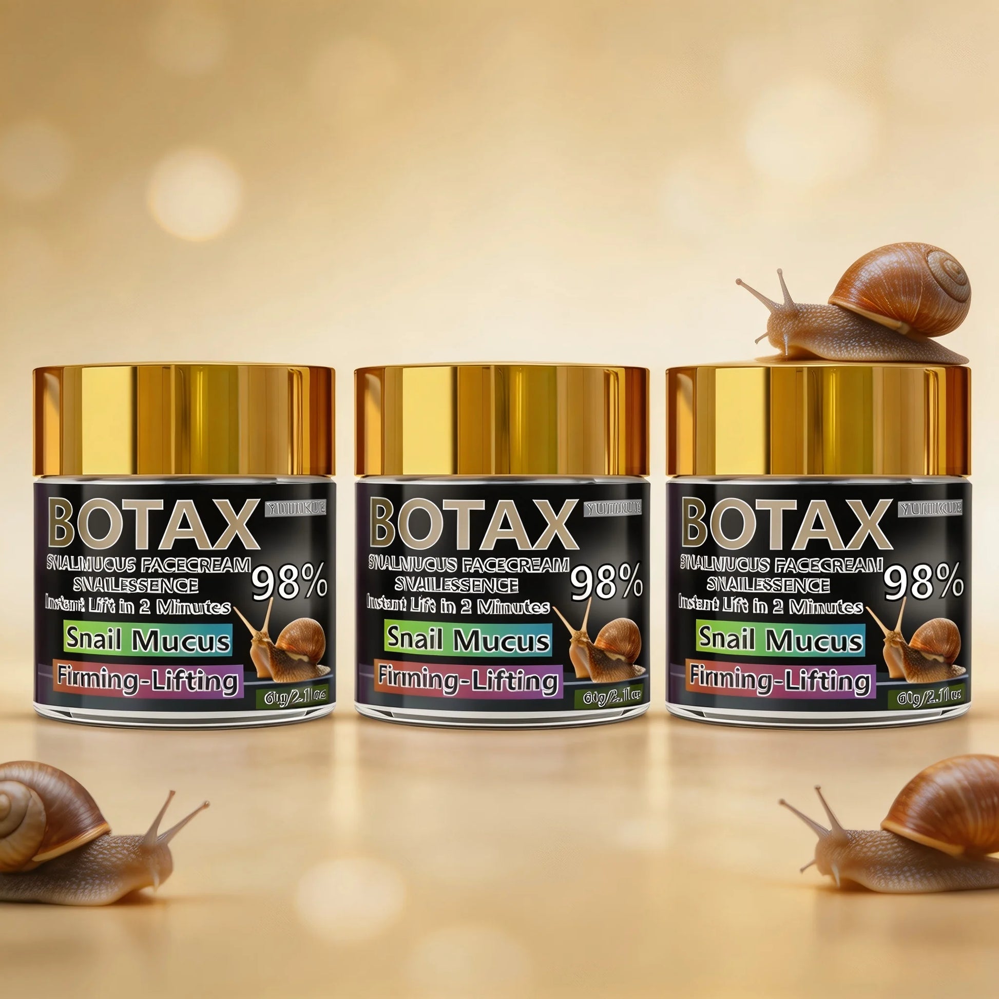 YUITIKUE Botax Snail Mucus Face Cream 60g, 98% Essence for Instant Firming & Lifting in Just 2 Minutes Peaceful Pleasures Health and Wellness 3pc
