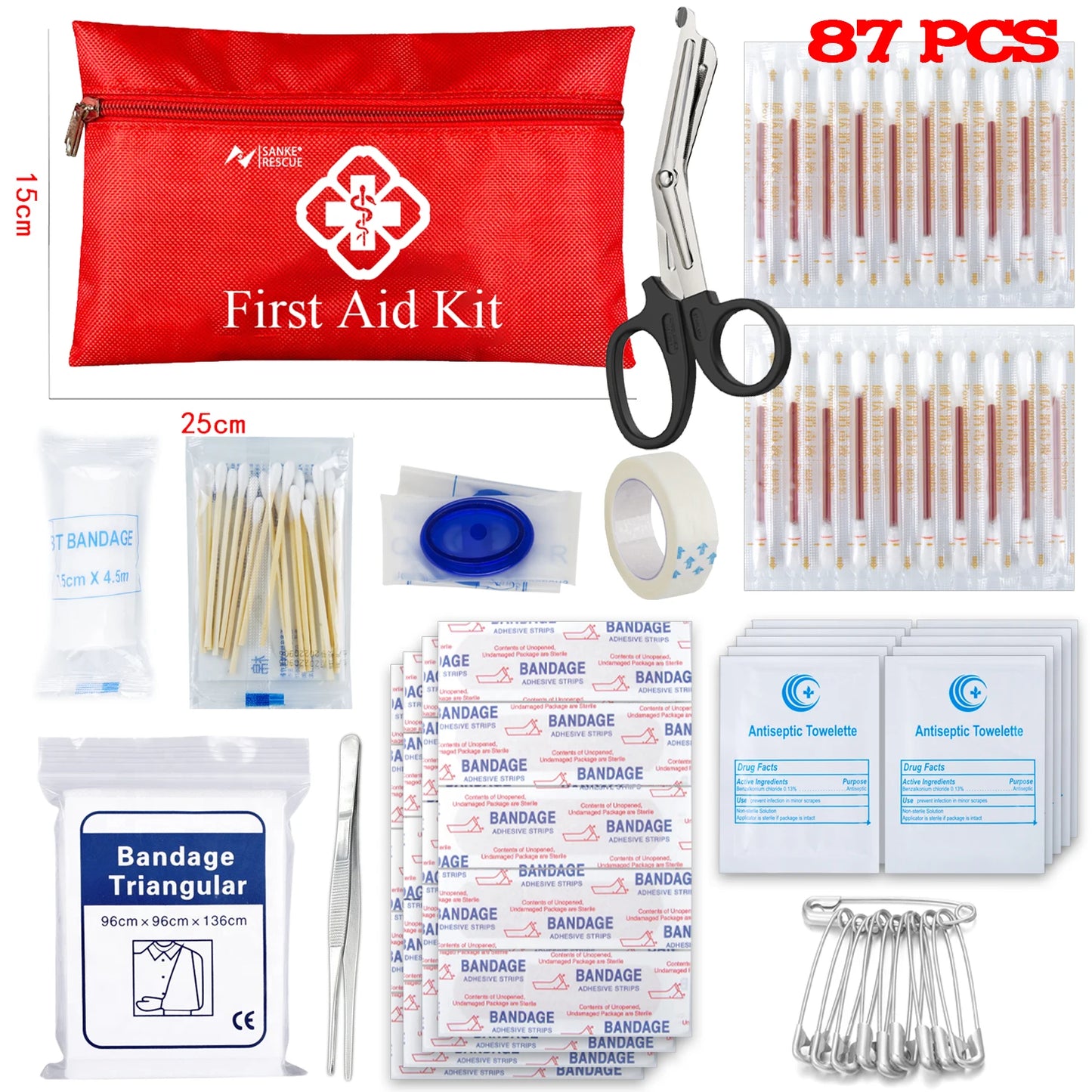 First Aid Kit 26-401 Piece All-Purpose Tactical Emergency Kit In The Car Military Acessories Survival Kits Camping Medical Bag Peaceful Pleasures Health and Wellness 87 pcs