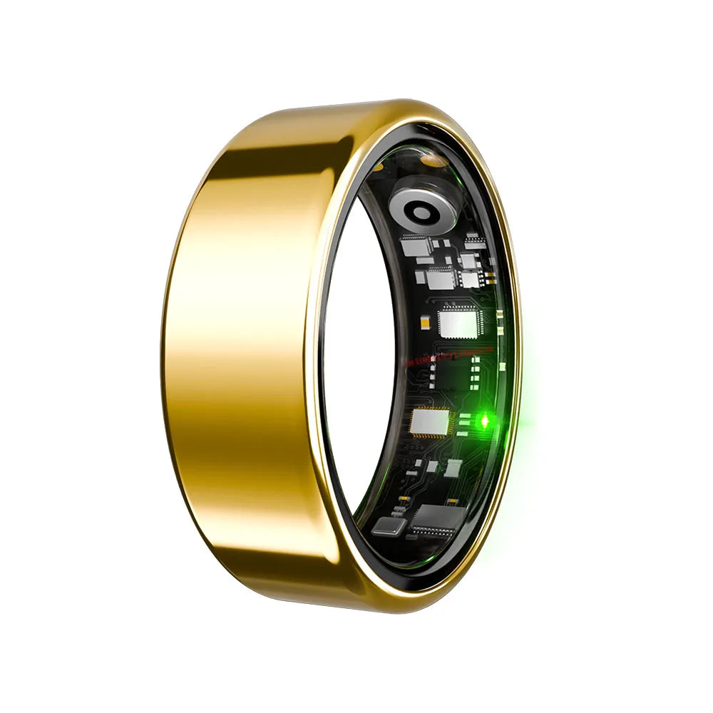 Smart Ring Premium Temperature Remote Control Sports Sleep Health Fitness Fasion Ring for Android iOS Phone for Woman Man Rings Peaceful Pleasures Health and Wellness Gold Cable 8