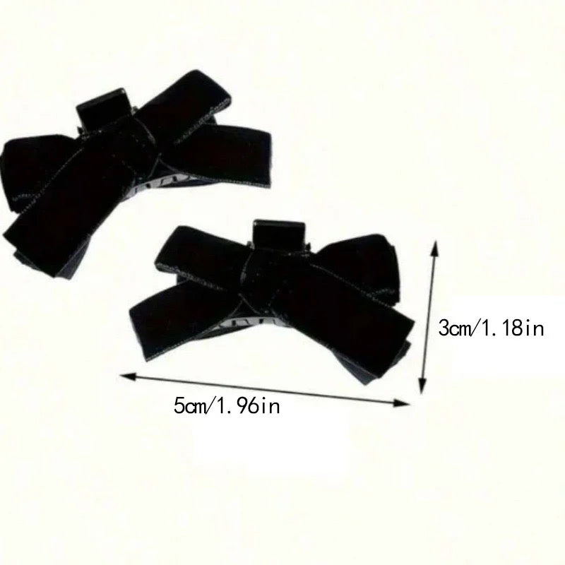 2pcs Black Bow Mini Claw Clips Vintage Velvet Hair Barrettes for Women Autumn Winter Princess Hair Accessories Peaceful Pleasures Health and Wellness