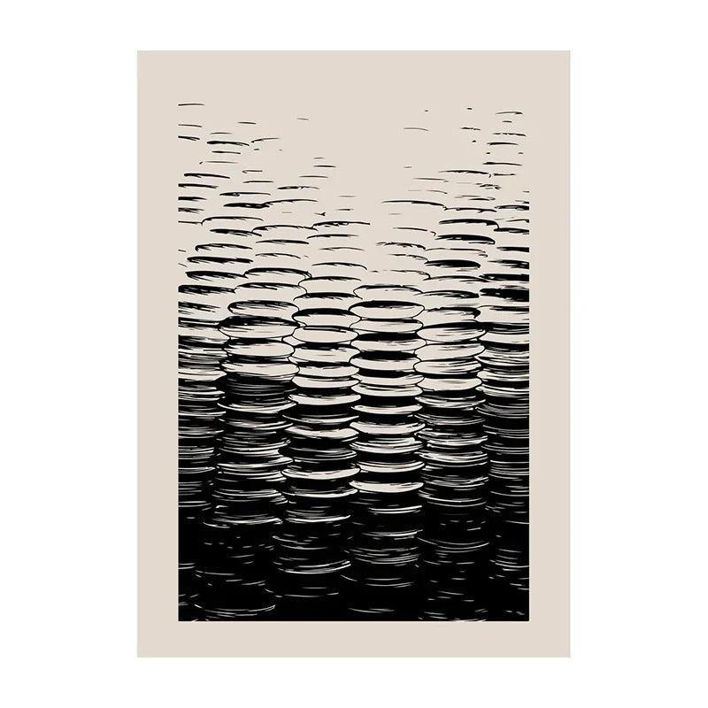 Retro Geometric Abstract Canvas Wall Art | Minimal Line Print
