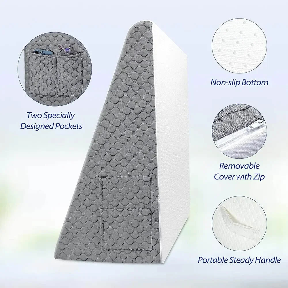 Wedge Pillow for Sleeping Acid Reflux After Surgery Triangle Elevated Pillow for Bedside Dormitory Office Air Layer Foam Peaceful Pleasures Health and Wellness