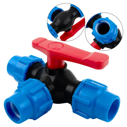 PE Pipe 3-Way Ball Valve 20–50mm | Plastic Quick Connect Pipe Ball Valve Oasis Select