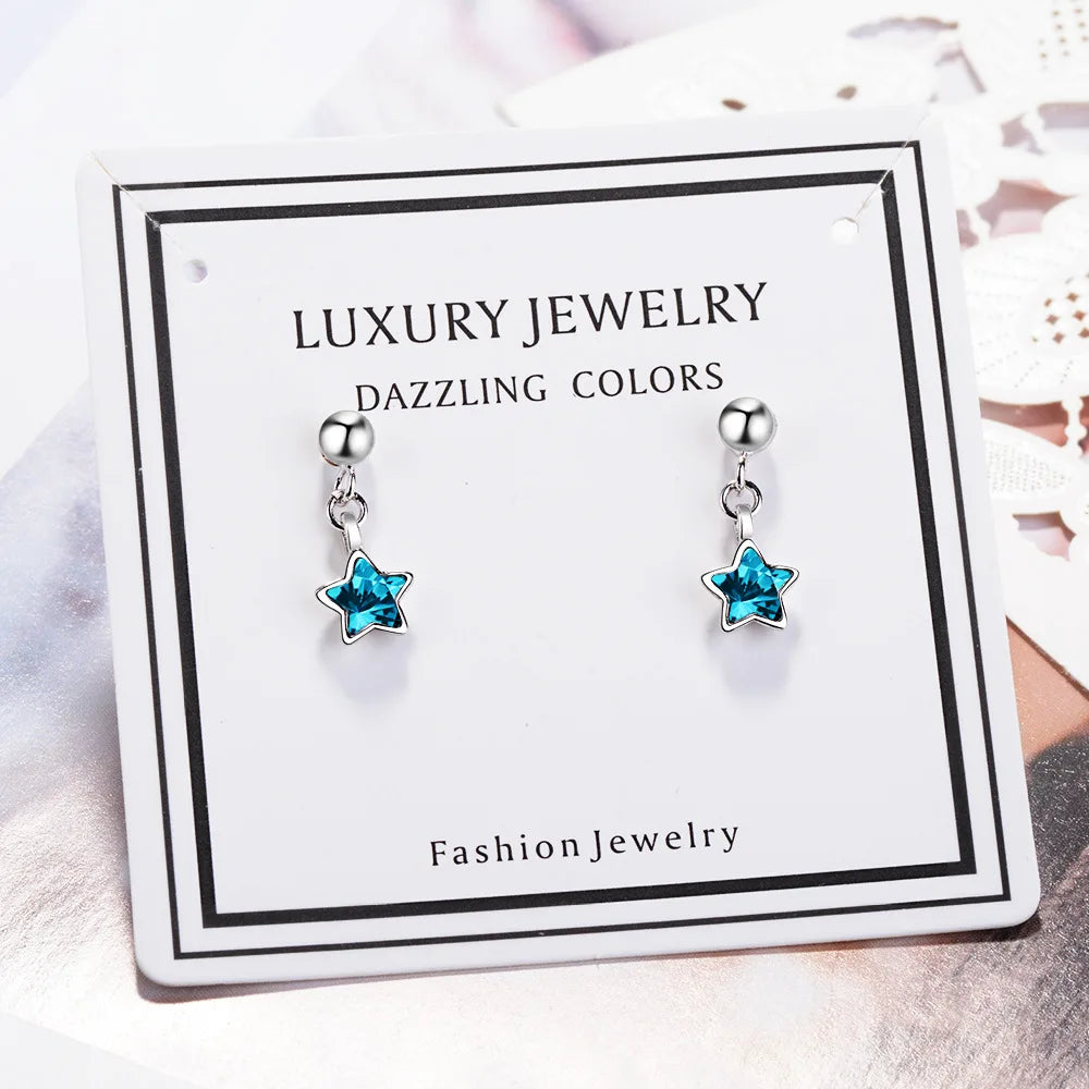 New Blue Starry Sky Mini Earrings Delicate Girlish Korean Style Blue Star Studs Fashion Women Ear Jewelry Accessories Versatile Peaceful Pleasures Health and Wellness