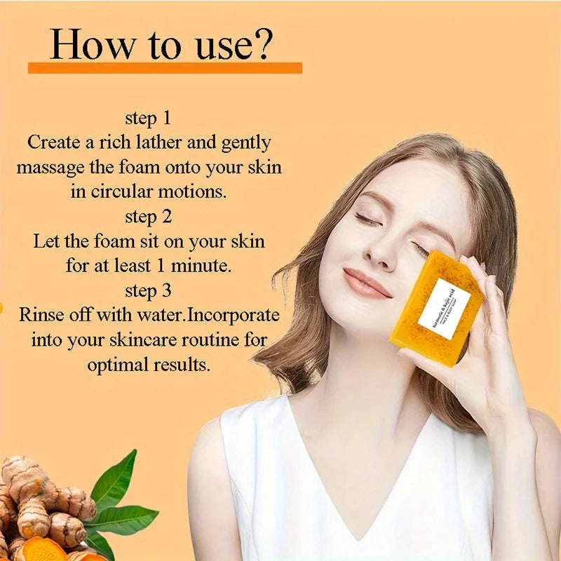 10-Pack Handmade Turmeric Soap – 3-in-1 Moisturizing Bath Bar